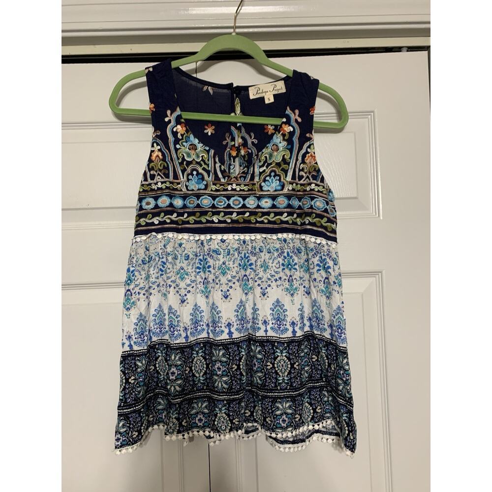 Penelope Project‎ Embroidered Boho Hippie Peasant Babydoll Blouse Top Size S